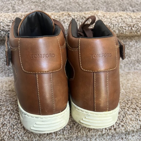 Tom Ford Men's Brown Leather Boots with Black Stripes - Picture 6 of 14